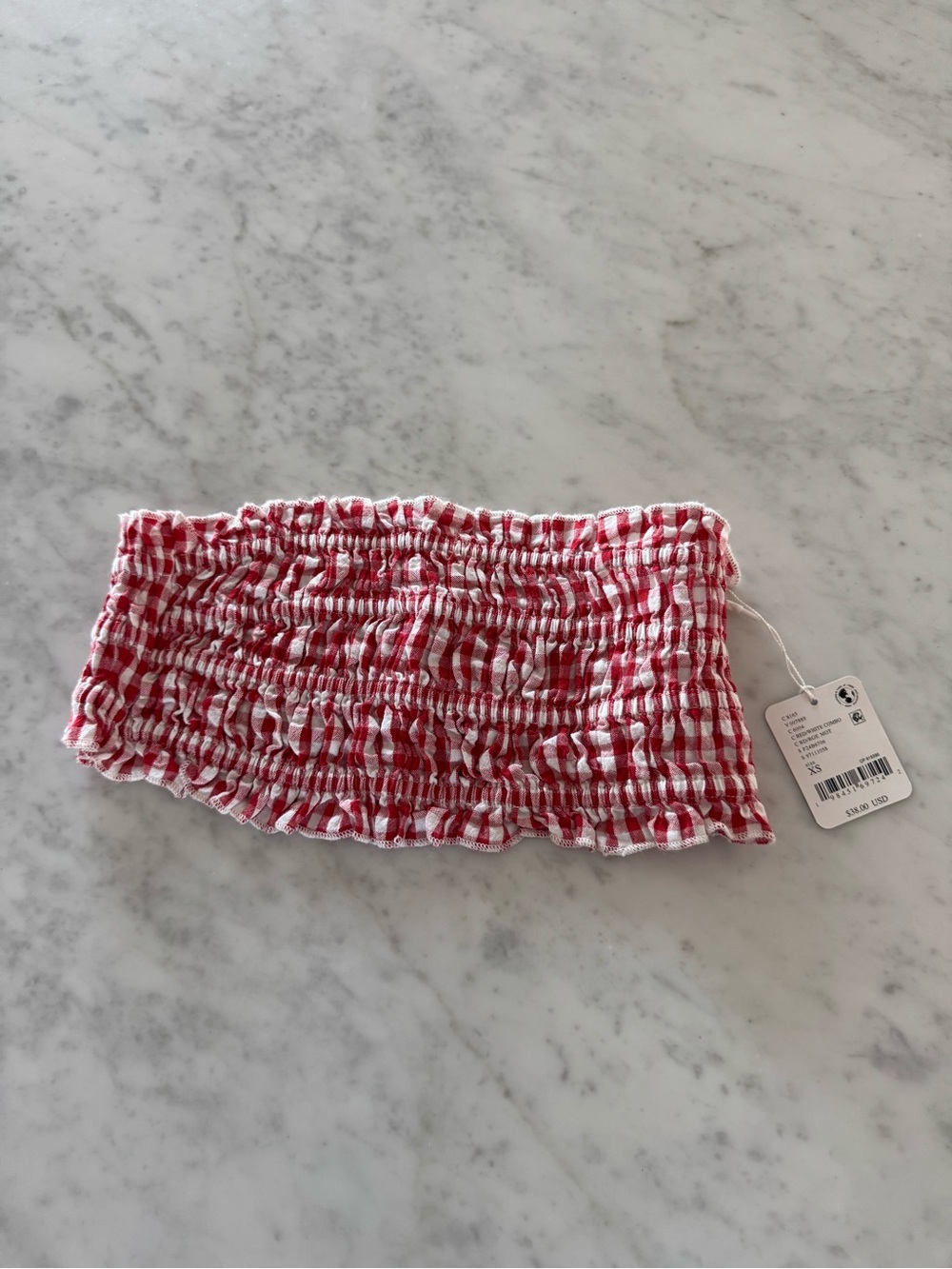 free people smocked gingham bandeau top - Picture 4 of 6